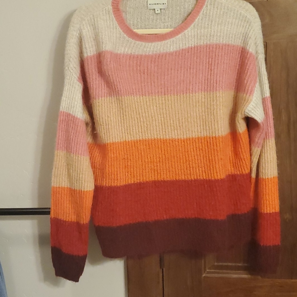 {Silverflint} Multicolor Rainbow Stripe Sweater